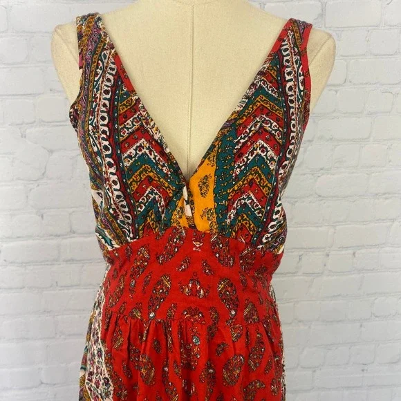 Vintage Y2K Angie Boho Paisley V Neck Maxi Dress Small - Picture 2 of 15